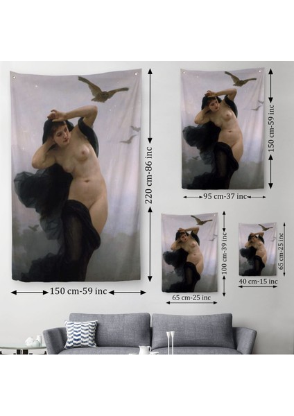 William-Adolphe Bouguereau The Night Duvar Örtüsü - Halısı-6066 modelleri