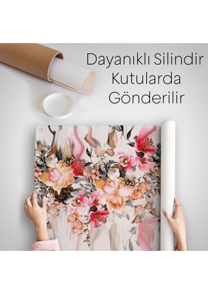 Harita Sepeti Renkli Çiçek Desenli Dekoratif Duvar Örtüsü - Halısı-6282