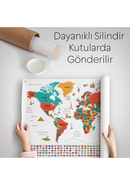 Türkçe Ülke Bayraklıeğitici Başkent Detaylı Atlası Dünya Haritası Duvar Örtüsü-Halısı 3858 indirimleri