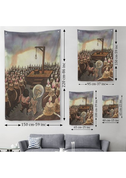 Kafası Farklı Çalışanın Kafası Gider Sürreal Duvar Örtüsü - Halısı-6041