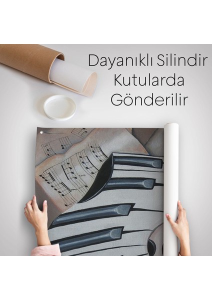 Müzik Notaları Ve Kadın Sürreal Duvar Örtüsü-Halısı-6489