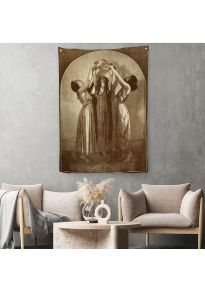 Şabat Ayinin De Dans Eden Kadınlar Dekoratif Duvar Örtüsü-Halısı Halloween -6385