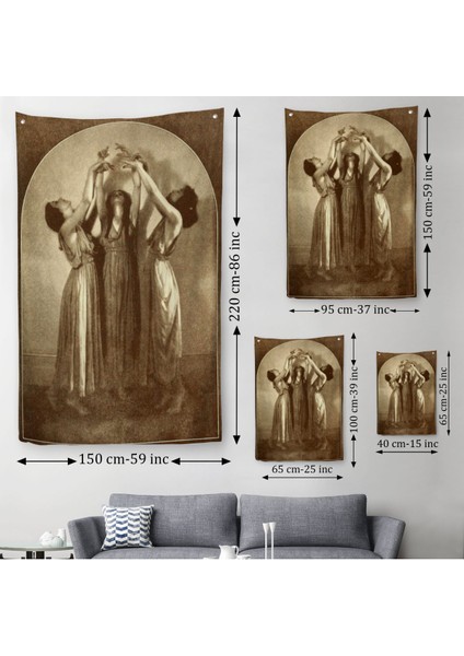 Şabat Ayinin De Dans Eden Kadınlar Dekoratif Duvar Örtüsü-Halısı Halloween -6385 modelleri