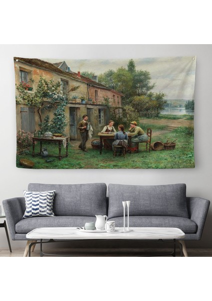Bahçede Kahve Keyfi 19, Yüzyıl Duvar Örtüsü-Halısı-6529
