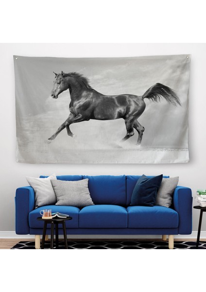 Siyah At Duvar Örtüsü-Halısı-6623