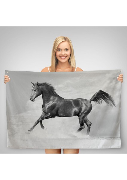 Siyah At Duvar Örtüsü-Halısı-6623 fiyatları