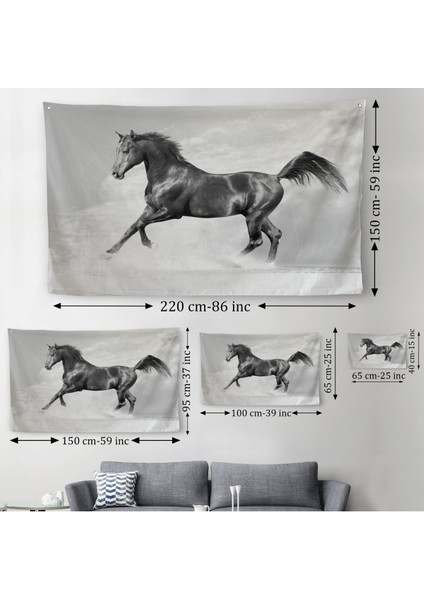 Siyah At Duvar Örtüsü-Halısı-6623 modelleri