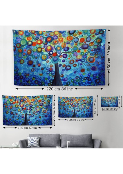 Sürreal Ağaçtaki Renkler Senfonisi Duvar Örtüsü-Halısı-6626 modelleri