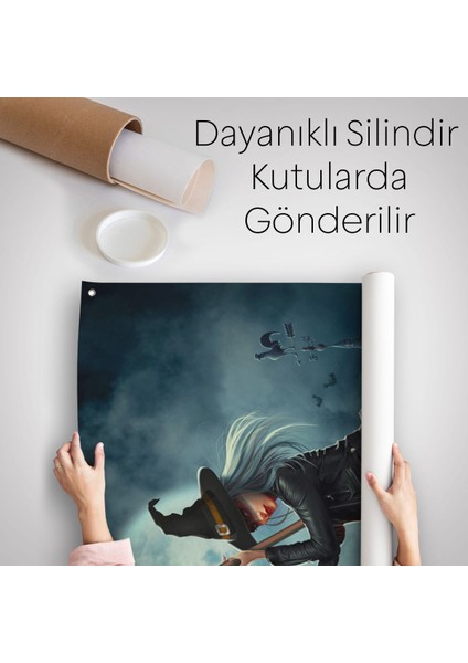 Süpürge Ile Uçan Cadı Ve Kabağı Cadılar Bayramı Helloven Duvar Örtüsü - Halısı -6175 indirimleri