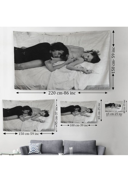 Johnny Depp Ve Kate Moss Duvar Örtüsü-Halısı, Siyah Beyaz-6525 modelleri