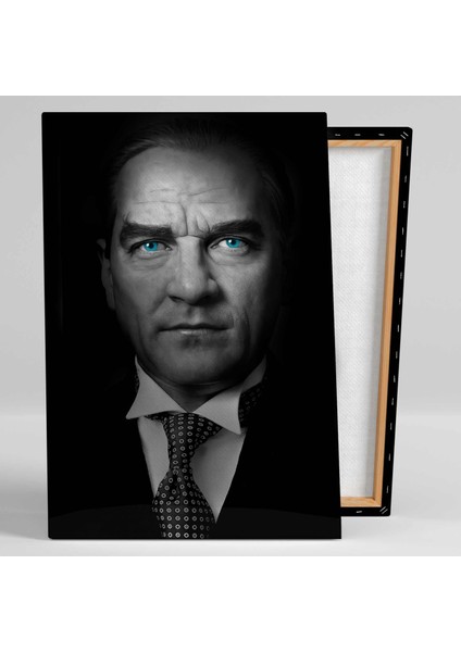 Mustafa Kemal Atatürk Karizmatik Mavi Gözler Dikey Kanvas Tablo