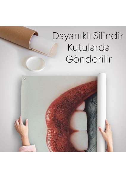 Ağzın Da Dolar Olan Kadın Duvar Örtüsü - Halısı-6260