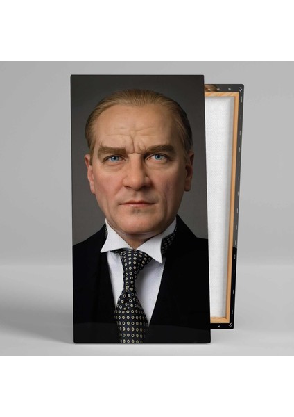 Mustafa Kemal Atatürk Karizmatik Portresi Boyuna Dikey Kanvas Tablo