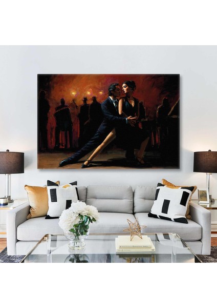 Dans Eden Tutkulu Çift Tango Aşkın Dansı Yatay Kanvas Tablo