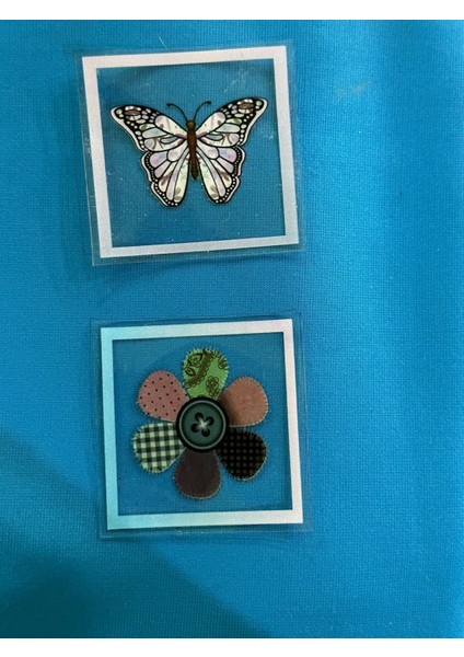 6x6 cm Kelebek ve Çiçekli Şeffar Arma Yama Dikiş Aksesuarı