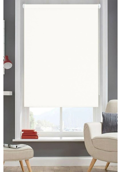 Stor Perde Kalın Kumaş (Keten) -Alüminyum Kasa Boru - Beyaz