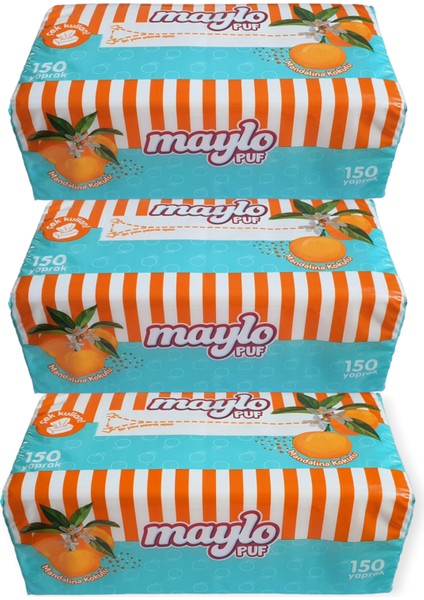 Mandalina Kokulu Çek Kullan Puf Mendil 150 Yaprak x 3 Paket