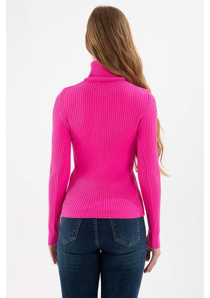 Kadın Fitilli Balıkçı Yaka Kazak 23K0288K1 Fuşya indirimleri