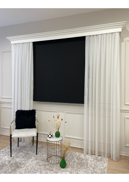 Stor Perde Kalın Kumaş (Keten) -Alüminyum Kasa Boru- Siyah fırsatları