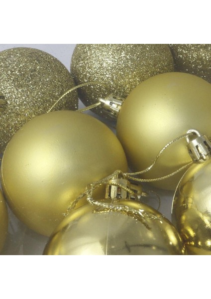 Yılbaşı Süsü Çam Ağacı Topu 12’li Noel Küresi 6 cm Gold