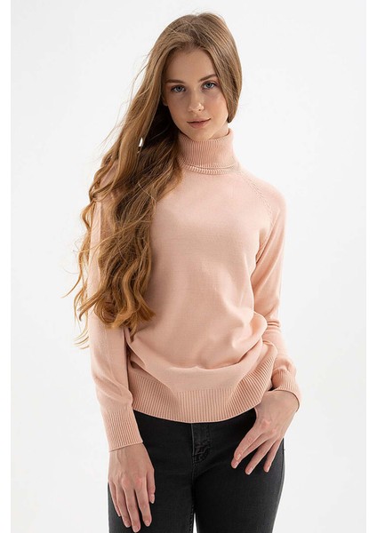 Kadın Balıkçı Yaka Kazak 23K0401K1 Pudra