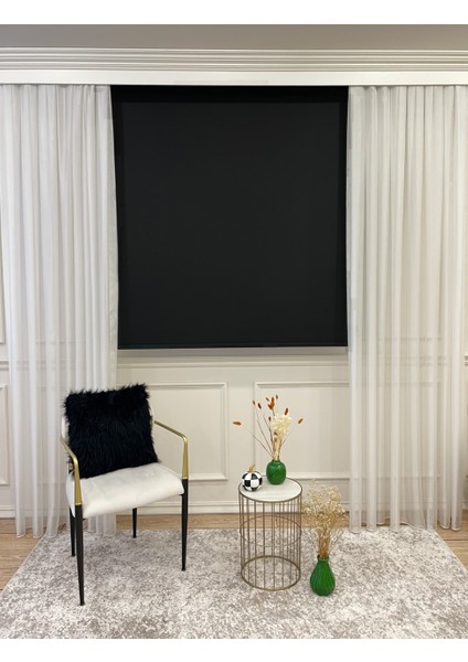 Stor Perde Kalın Kumaş (Keten) -Alüminyum Kasa Boru- Siyah