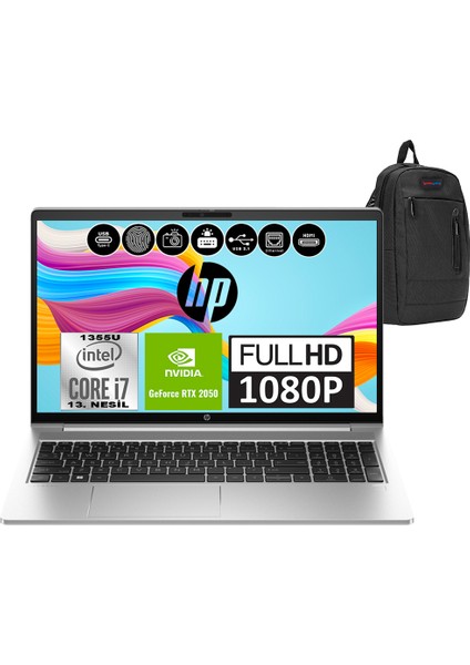 Probook 450 G10 Intel Core I7 1355U 32GB 1tb SSD 4GB-RTX2050 15.6" Windows 11 Home Taşınabilir Bilgisayar 816A5EAWH05 + Weblegelsin Çanta