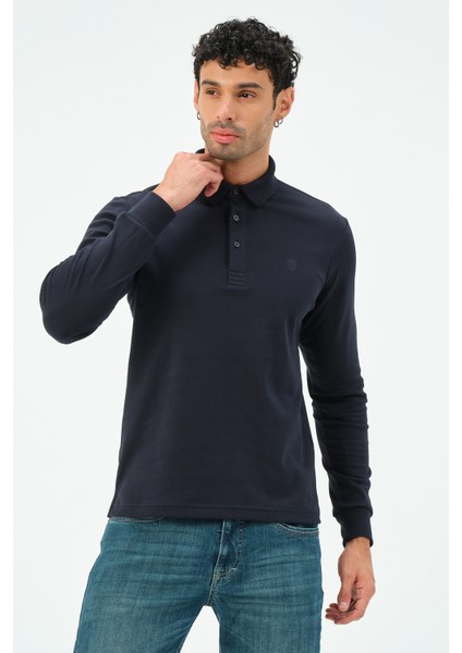 Uzun Kollu Lacivert Regular Erkek Polo Yaka T-Shirt fiyatları
