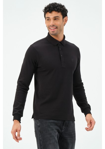 Uzun Kollu Siyah Regular Erkek Polo Yaka T-Shirt fiyatları