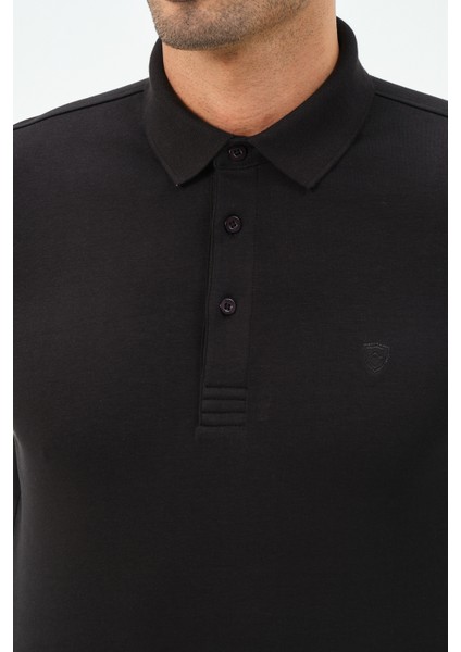 Uzun Kollu Siyah Regular Erkek Polo Yaka T-Shirt fırsatları
