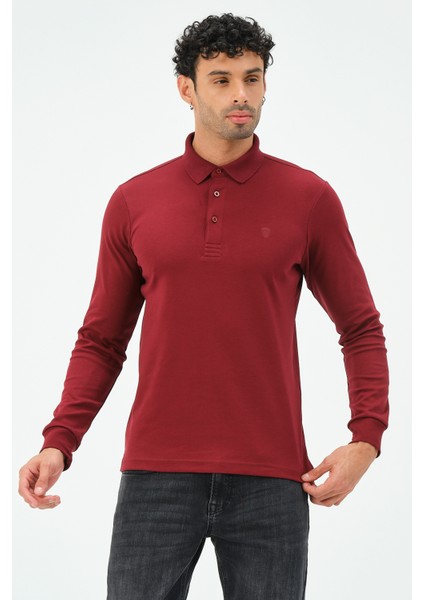 Uzun Kollu Bordo Regular Fit Erkek Polo Yaka T-Shirt fiyatları