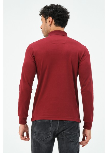 Uzun Kollu Bordo Regular Fit Erkek Polo Yaka T-Shirt modelleri