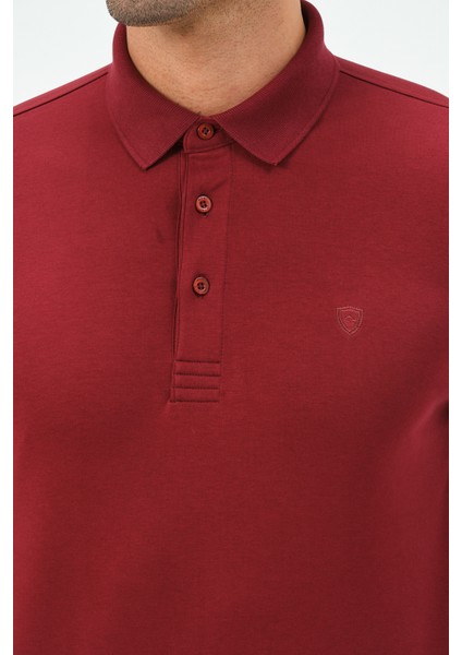 Uzun Kollu Bordo Regular Fit Erkek Polo Yaka T-Shirt fırsatları