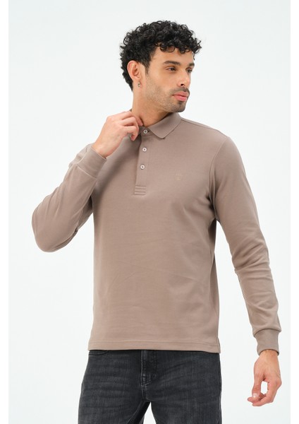 Uzun Kollu Vizon Regular Erkek Polo Yaka T-Shirt fiyatları