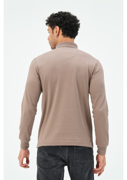 Uzun Kollu Vizon Regular Erkek Polo Yaka T-Shirt modelleri