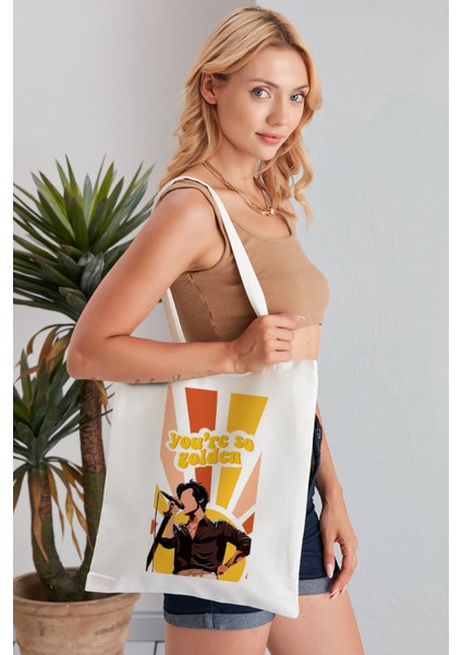 You're So Golden Harry Styles Model Baskılı Günlük Kullanım Özel Baskı Bez Omuz Çantası Hediyelik Tote Bag