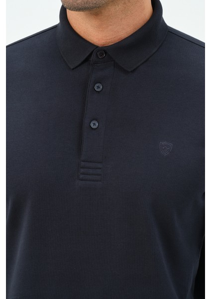 Uzun Kollu Lacivert Regular Erkek Polo Yaka T-Shirt