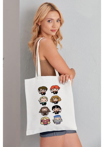 Harry Potter Model Baskılı Günlük Kullanım Özel Baskı Bez Omuz Çantası Hediyelik Tote Bag