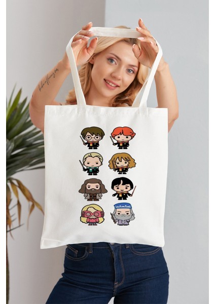 Harry Potter Model Baskılı Günlük Kullanım Özel Baskı Bez Omuz Çantası Hediyelik Tote Bag