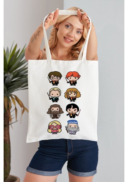 Harry Potter Model Baskılı Günlük Kullanım Özel Baskı Bez Omuz Çantası Hediyelik Tote Bag