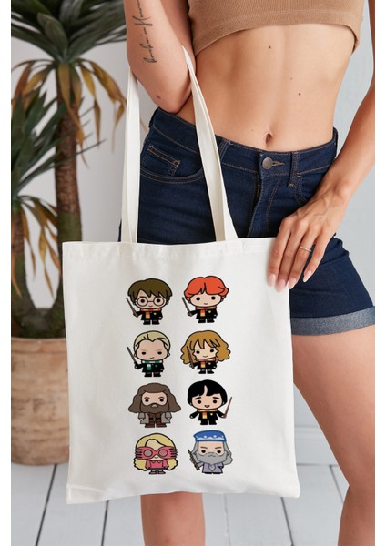 Harry Potter Model Baskılı Günlük Kullanım Özel Baskı Bez Omuz Çantası Hediyelik Tote Bag