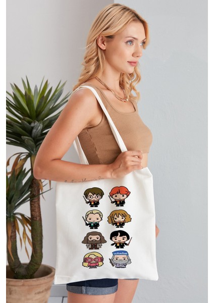 Harry Potter Model Baskılı Günlük Kullanım Özel Baskı Bez Omuz Çantası Hediyelik Tote Bag