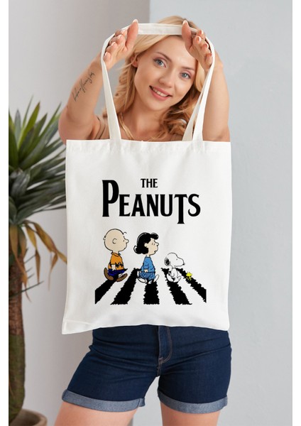 The Peanuts Model Baskılı Günlük Kullanım Özel Baskı Bez Omuz Çantası Hediyelik Tote Bag