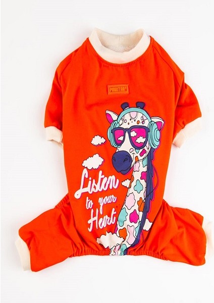 Orange Giraffe Kedi Köpek Pijama