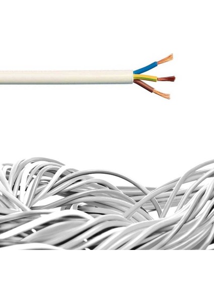 10 Metre 3x1,5 Ttr H05VV-F Beyaz Öznur Kablo