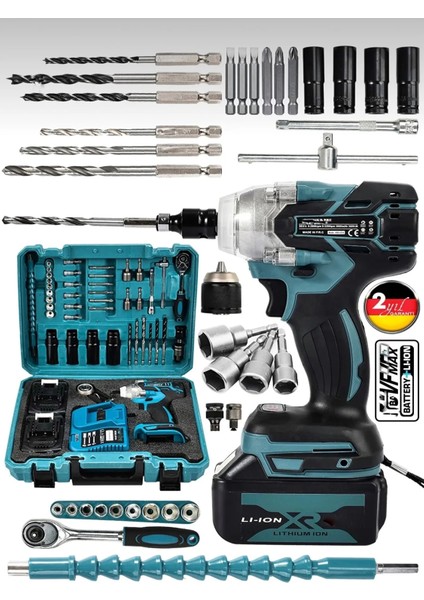 Germany Steel 128VF Professional Somun Bijon Sökme Şarjlı Darbeli Matkap Vidalama Set Setli 32 Parça Germ1-K9