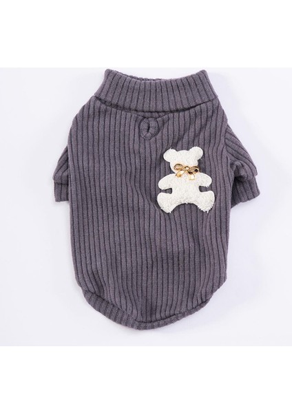 Antrasit Turtleneck Küçük Irk Köpek Likralı Triko