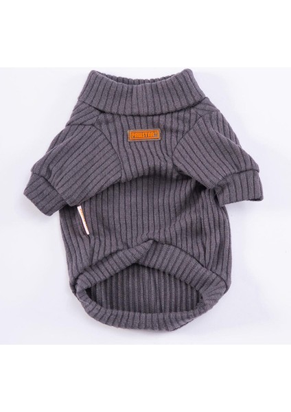 Antrasit Turtleneck Küçük Irk Köpek Likralı Triko