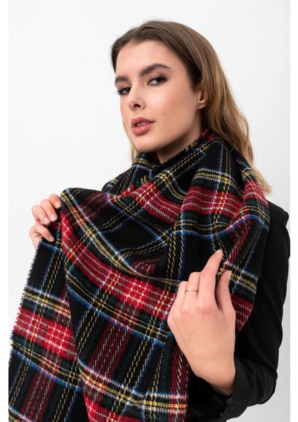 Siyah Çizgi Desen Kadın Şal 70X180