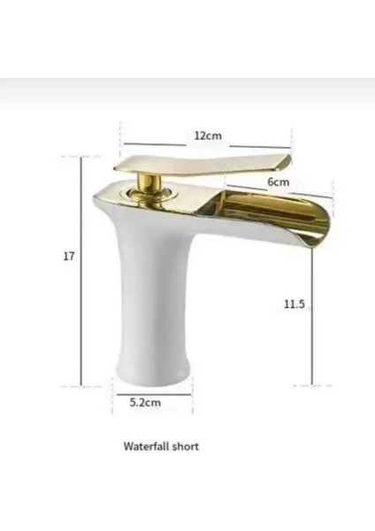 Lavabo Bataryası Gold Beyaz Şelale Lavabo Musluğu Naturel Doğal Akışlı Lavabo Bataryası